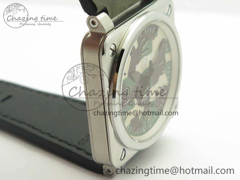 TopPick BR 03-92 SS 42.5mm Green Camouflage Dial On Leather Strap MIYOTA9015 V 5193
