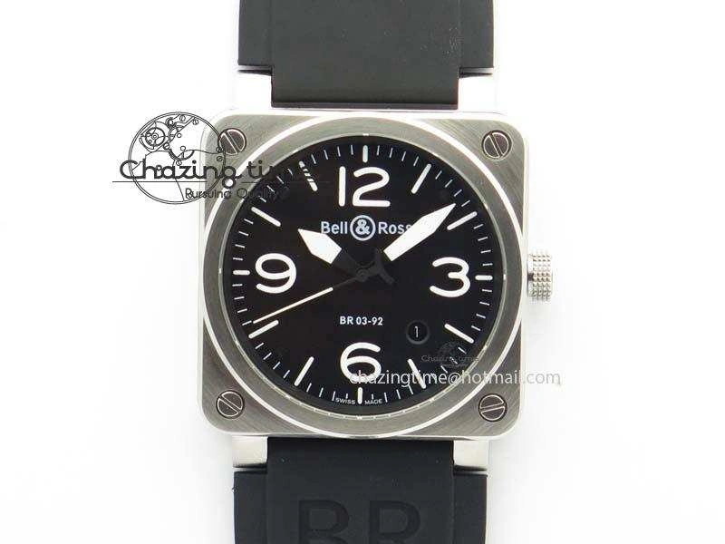 Lightweight BR 03-92 SS 42MM Black Dial On Black Rubber Strap MIYOTA 5235