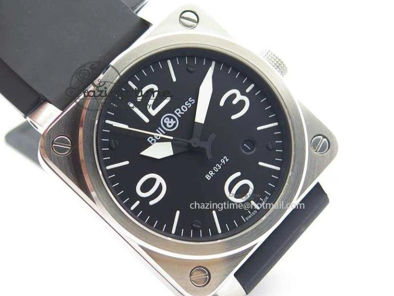 Lightweight BR 03-92 SS 42MM Black Dial On Black Rubber Strap MIYOTA 5235