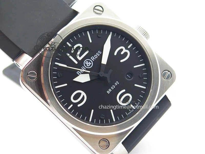 Lightweight BR 03-92 SS 42MM Black Dial On Black Rubber Strap MIYOTA 5235