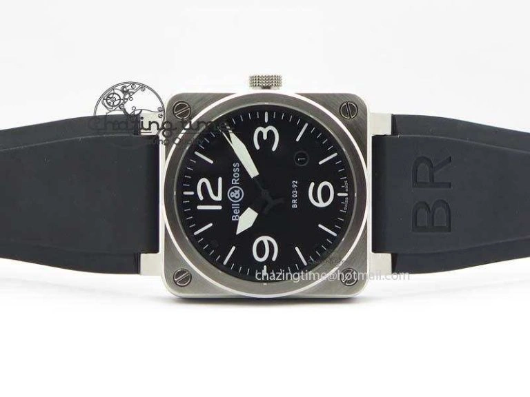 Lightweight BR 03-92 SS 42MM Black Dial On Black Rubber Strap MIYOTA 5235