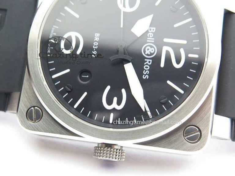 Lightweight BR 03-92 SS 42MM Black Dial On Black Rubber Strap MIYOTA 5235