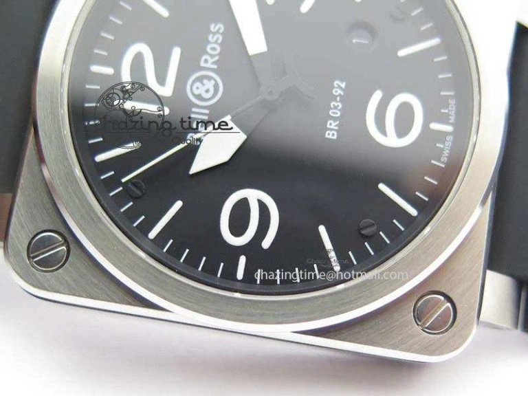 Lightweight BR 03-92 SS 42MM Black Dial On Black Rubber Strap MIYOTA 5235