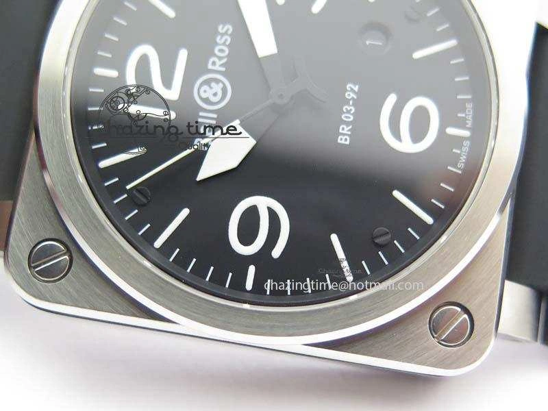 Lightweight BR 03-92 SS 42MM Black Dial On Black Rubber Strap MIYOTA 5235