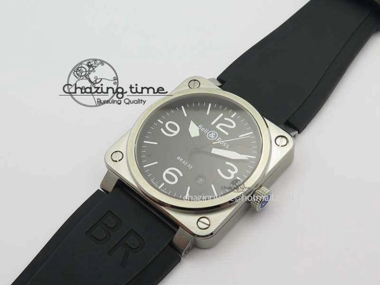 Lightweight BR 03-92 SS 42MM Black Dial On Black Rubber Strap MIYOTA 5235
