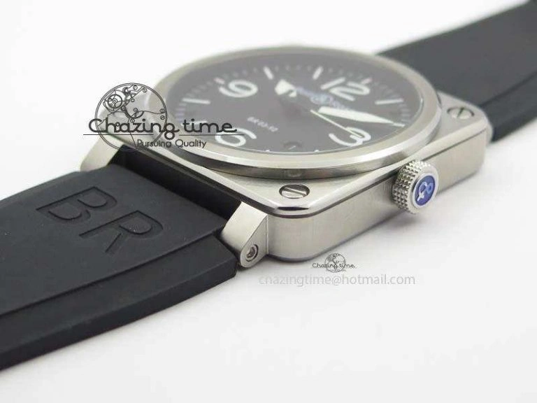 Lightweight BR 03-92 SS 42MM Black Dial On Black Rubber Strap MIYOTA 5235
