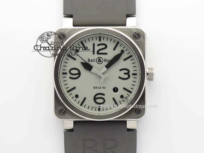 ComfortFit BR 03-92 SS 42MM Gray Dial On Gray Rubber Strap MIYOTA 5237