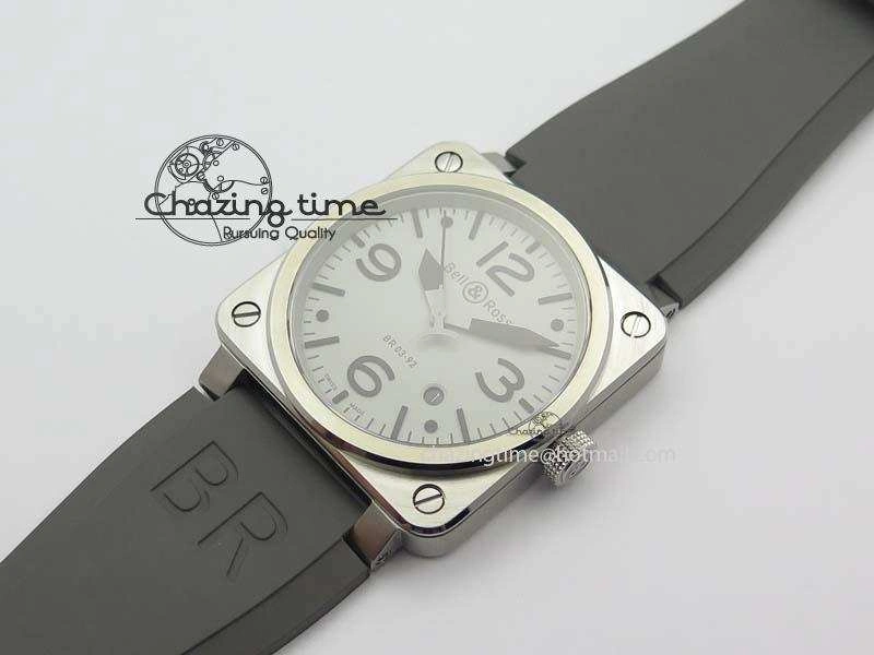 ComfortFit BR 03-92 SS 42MM Gray Dial On Gray Rubber Strap MIYOTA 5237