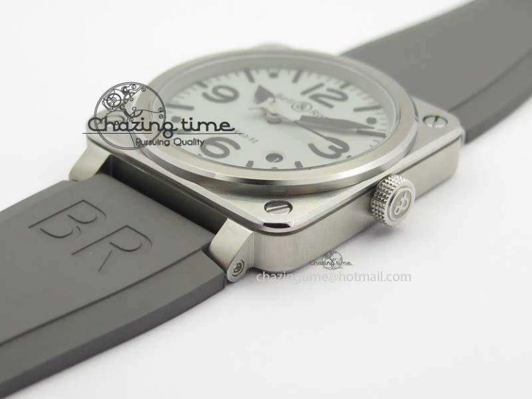 ComfortFit BR 03-92 SS 42MM Gray Dial On Gray Rubber Strap MIYOTA 5237