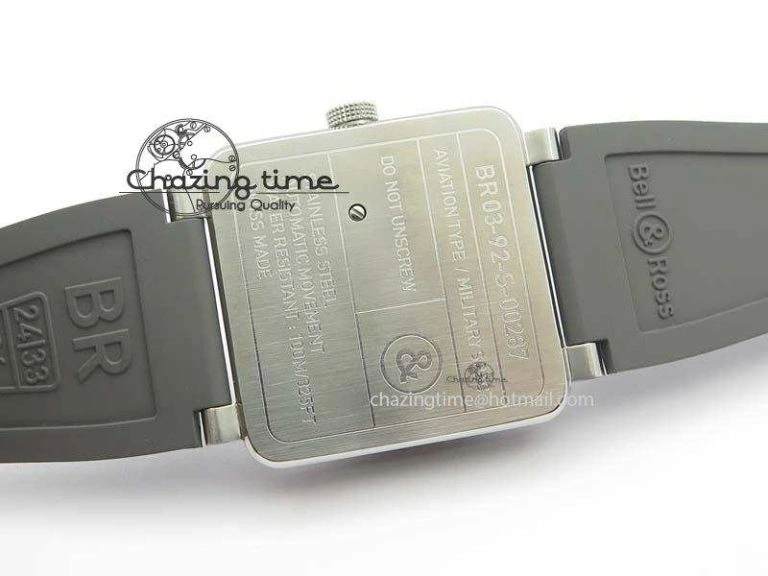 ComfortFit BR 03-92 SS 42MM Gray Dial On Gray Rubber Strap MIYOTA 5237