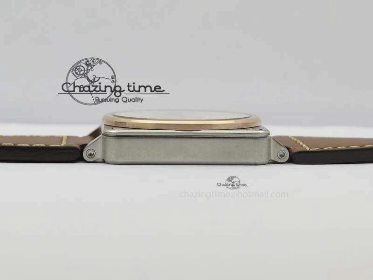 EasyCare BR 03-92 SS 42MM White Dial RG Bezel On Brown Leather Strap MIYOTA 5231