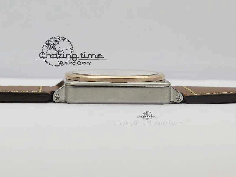 EasyCare BR 03-92 SS 42MM White Dial RG Bezel On Brown Leather Strap MIYOTA 5231