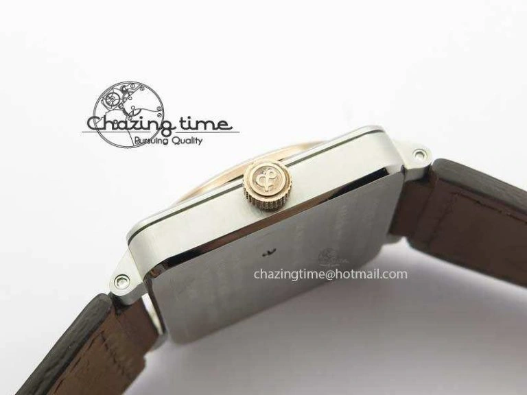 EasyCare BR 03-92 SS 42MM White Dial RG Bezel On Brown Leather Strap MIYOTA 5231