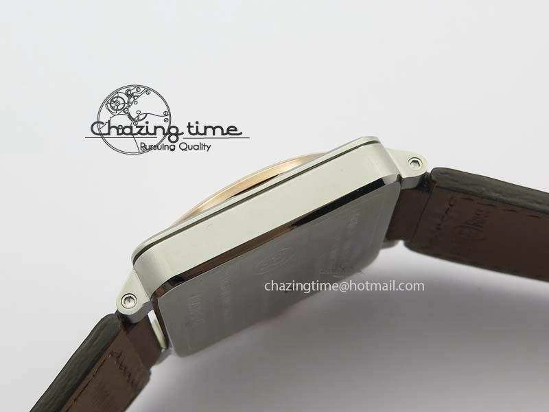 EasyCare BR 03-92 SS 42MM White Dial RG Bezel On Brown Leather Strap MIYOTA 5231