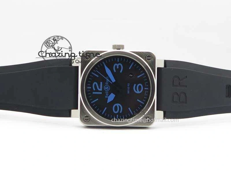 WellDesigned BR 03-92 SS Black Dial Blue Numbers 42MM On Black Rubber Strap MIYOTA 5232