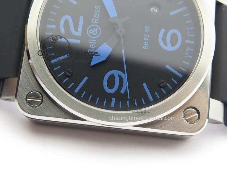WellDesigned BR 03-92 SS Black Dial Blue Numbers 42MM On Black Rubber Strap MIYOTA 5232