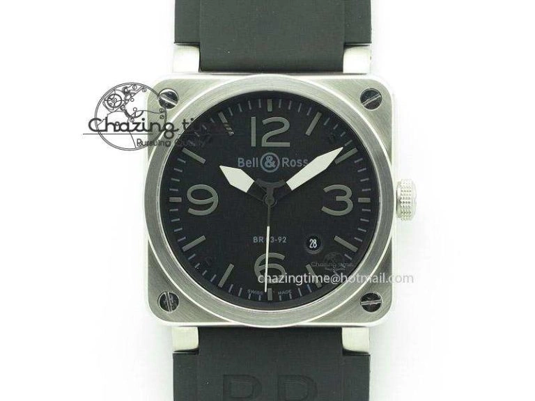 ZeroBulk BR 03-92 SS Black Dial Grey Numbers 42.5mm On Black Rubber Strap MIYOTA 5246