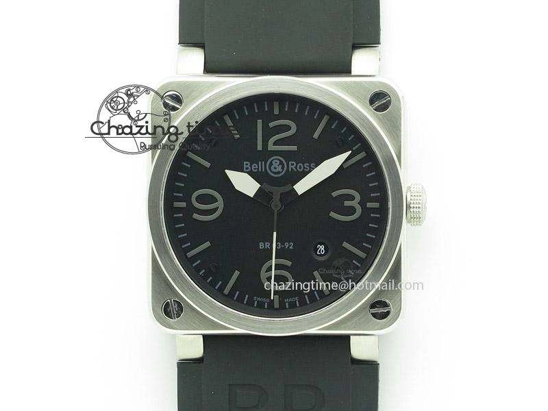 ZeroBulk BR 03-92 SS Black Dial Grey Numbers 42.5mm On Black Rubber Strap MIYOTA 5246
