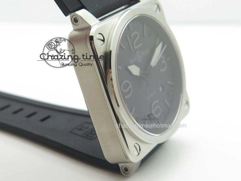ZeroBulk BR 03-92 SS Black Dial Grey Numbers 42.5mm On Black Rubber Strap MIYOTA 5246