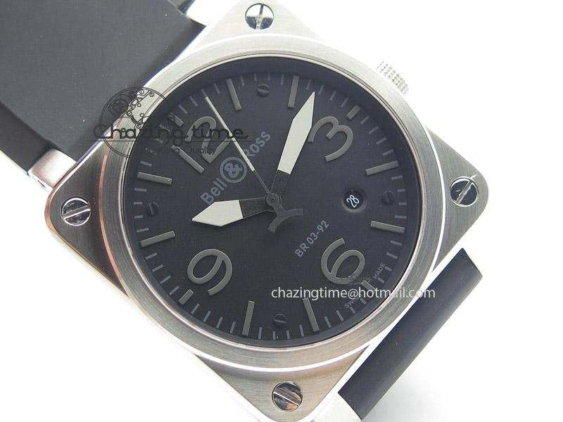 ZeroBulk BR 03-92 SS Black Dial Grey Numbers 42.5mm On Black Rubber Strap MIYOTA 5246