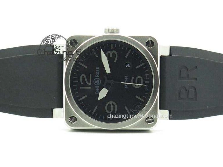 ZeroBulk BR 03-92 SS Black Dial Grey Numbers 42.5mm On Black Rubber Strap MIYOTA 5246