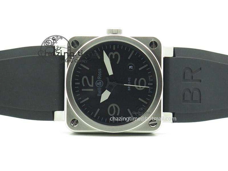 ZeroBulk BR 03-92 SS Black Dial Grey Numbers 42.5mm On Black Rubber Strap MIYOTA 5246
