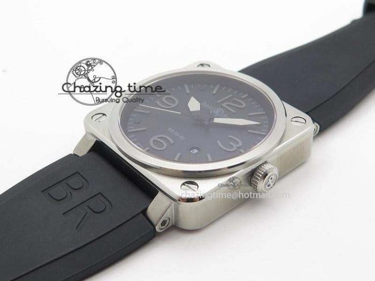 ZeroBulk BR 03-92 SS Black Dial Grey Numbers 42.5mm On Black Rubber Strap MIYOTA 5246