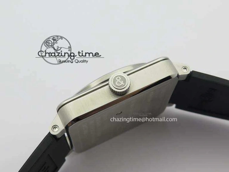 BR 03-92 SS Black Dial (Orange Sec Hand) 42MM On Black Rubber Strap MIYOTA Original 5234