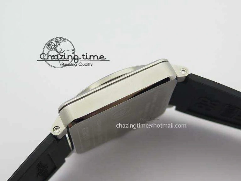 BR 03-92 SS Black Dial (Orange Sec Hand) 42MM On Black Rubber Strap MIYOTA Original 5234