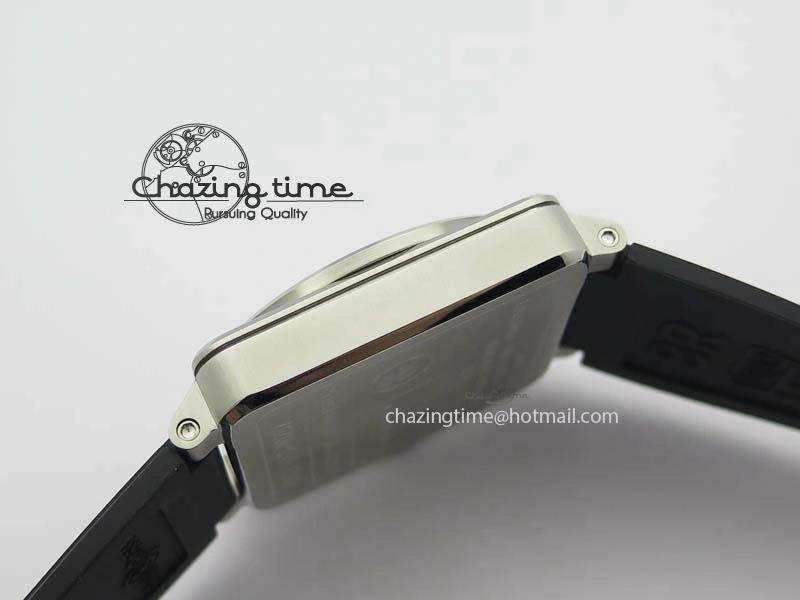 BR 03-92 SS Black Dial (Orange Sec Hand) 42MM On Black Rubber Strap MIYOTA Original 5234