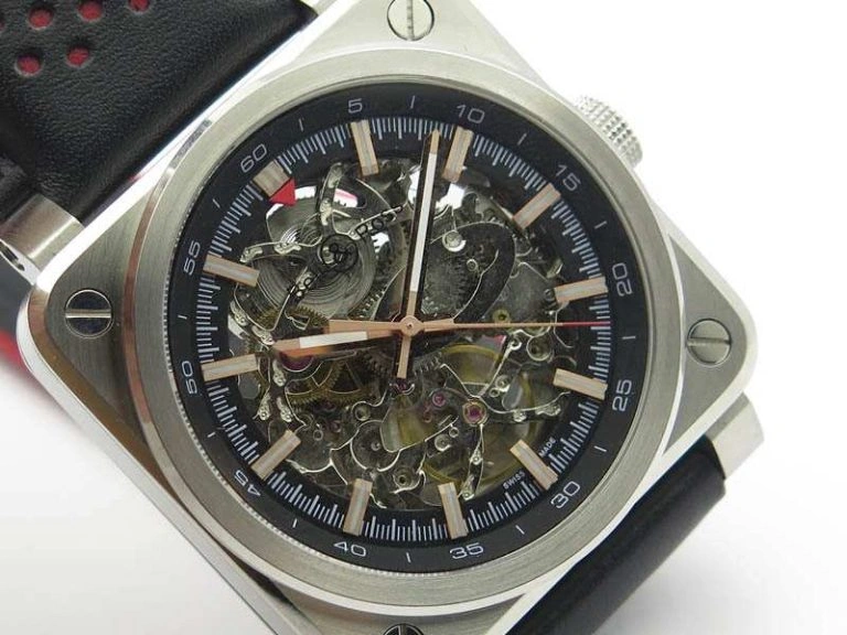 BR 03-92 SS Case 42.5mm Skeleton Dial RG Markers On Leather Strap MIYOTA Neat 5207