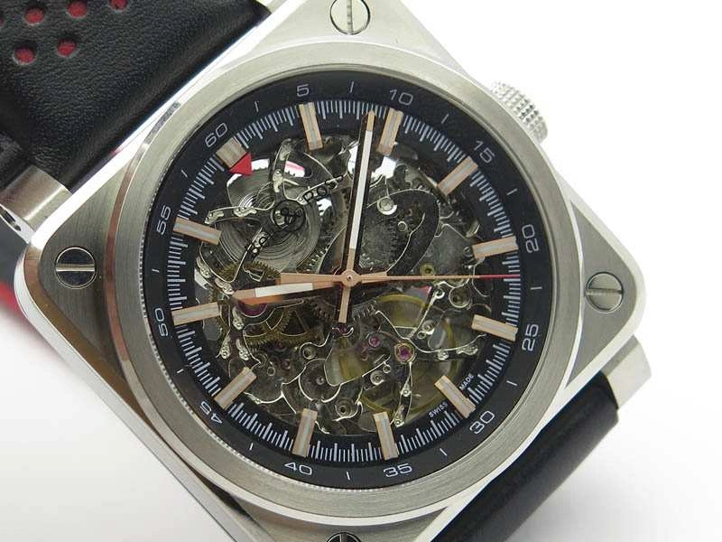 BR 03-92 SS Case 42.5mm Skeleton Dial RG Markers On Leather Strap MIYOTA Neat 5207