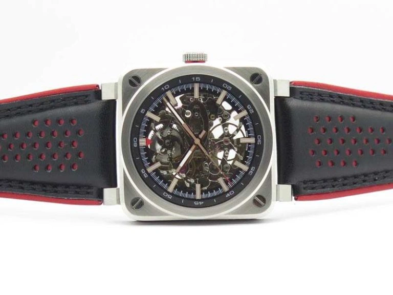 BR 03-92 SS Case 42.5mm Skeleton Dial RG Markers On Leather Strap MIYOTA Neat 5207