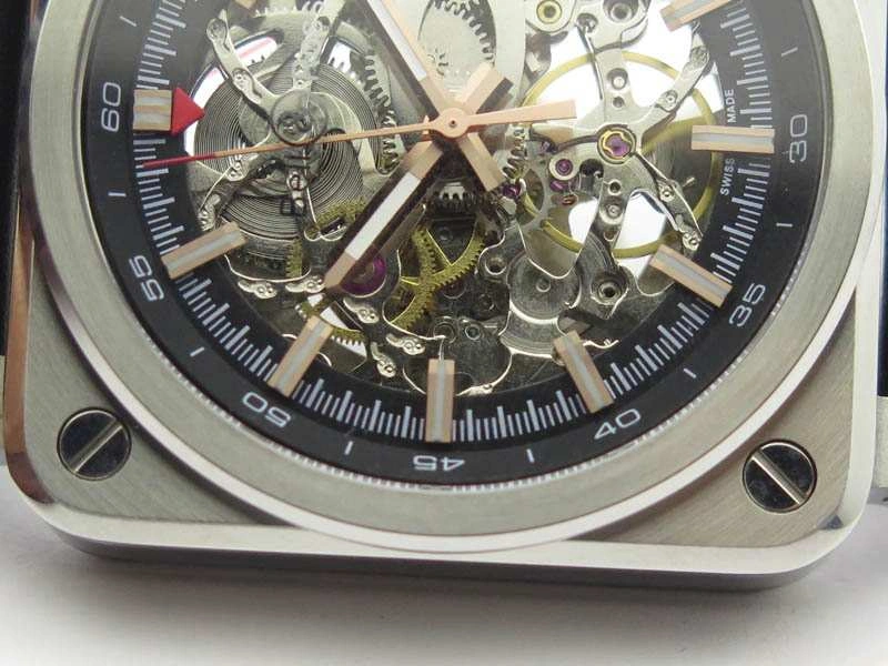 BR 03-92 SS Case 42.5mm Skeleton Dial RG Markers On Leather Strap MIYOTA Neat 5207