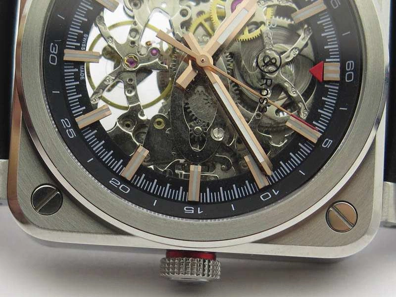 BR 03-92 SS Case 42.5mm Skeleton Dial RG Markers On Leather Strap MIYOTA Neat 5207