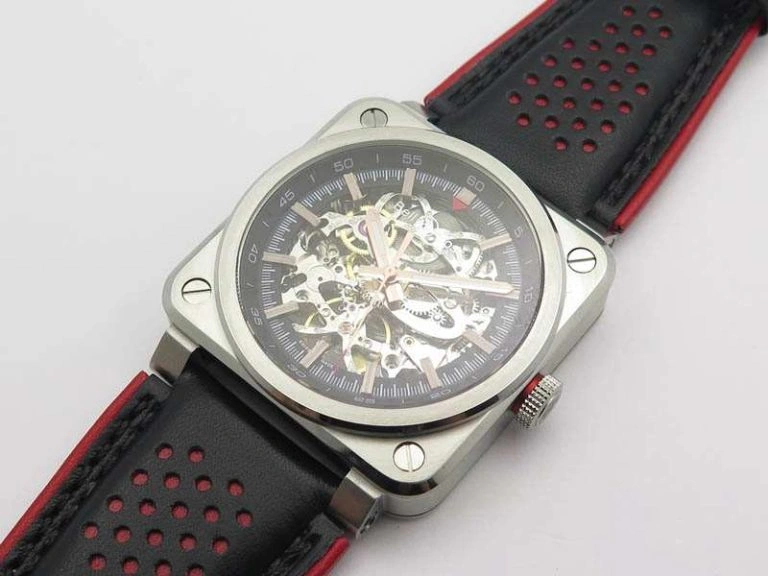 BR 03-92 SS Case 42.5mm Skeleton Dial RG Markers On Leather Strap MIYOTA Neat 5207