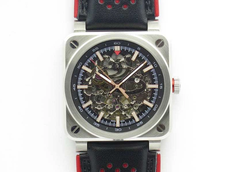 BR 03-92 SS Case 42.5mm Skeleton Dial RG Markers On Leather Strap MIYOTA Neat 5207
