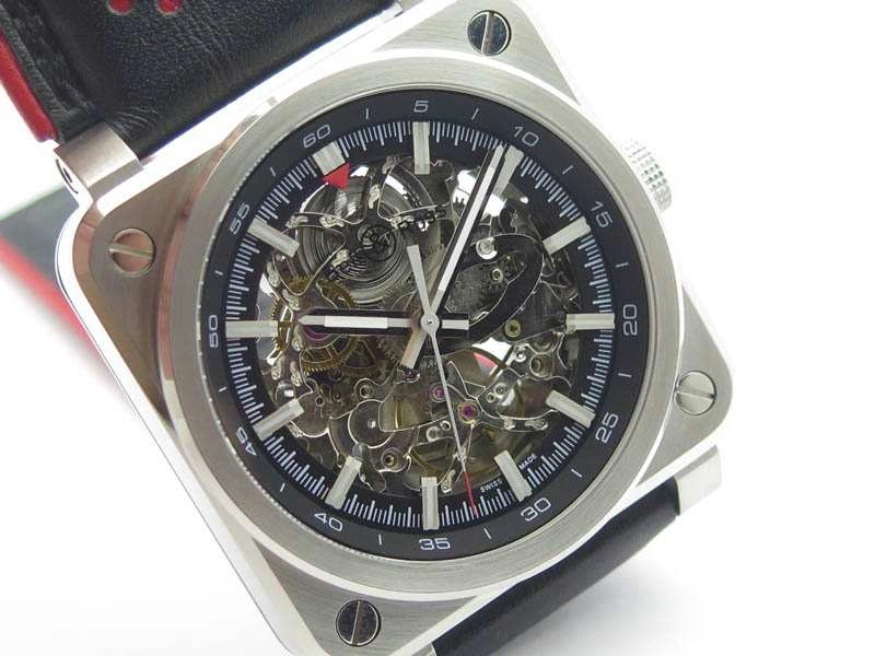 BR 03-92 SS Case 42.5mm Skeleton Dial Silver Markers On Leather Strap MIYOTA NewStyle 5204