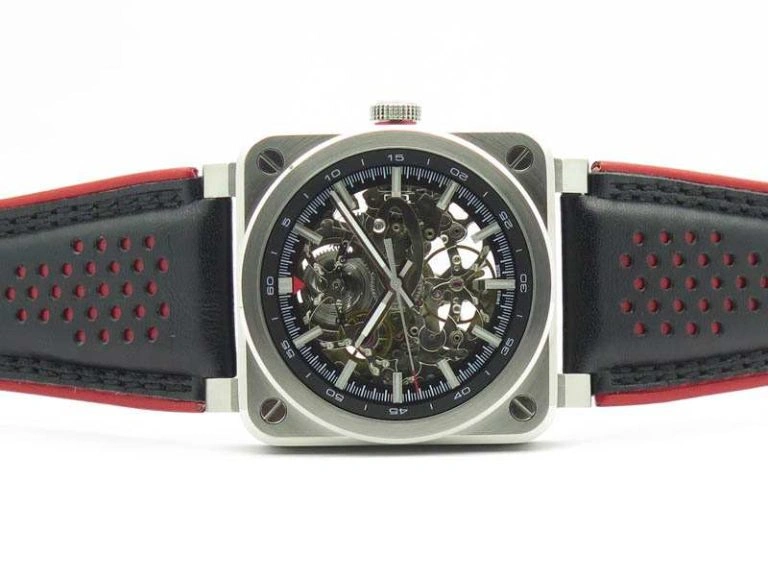 BR 03-92 SS Case 42.5mm Skeleton Dial Silver Markers On Leather Strap MIYOTA NewStyle 5204