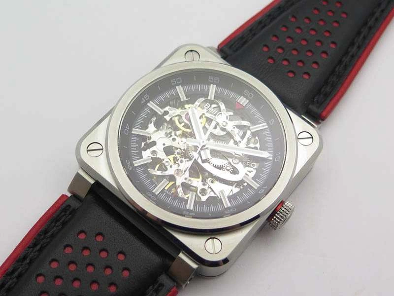 BR 03-92 SS Case 42.5mm Skeleton Dial Silver Markers On Leather Strap MIYOTA NewStyle 5204