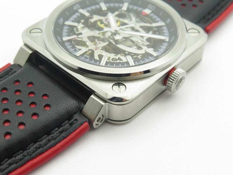 BR 03-92 SS Case 42.5mm Skeleton Dial Silver Markers On Leather Strap MIYOTA NewStyle 5204