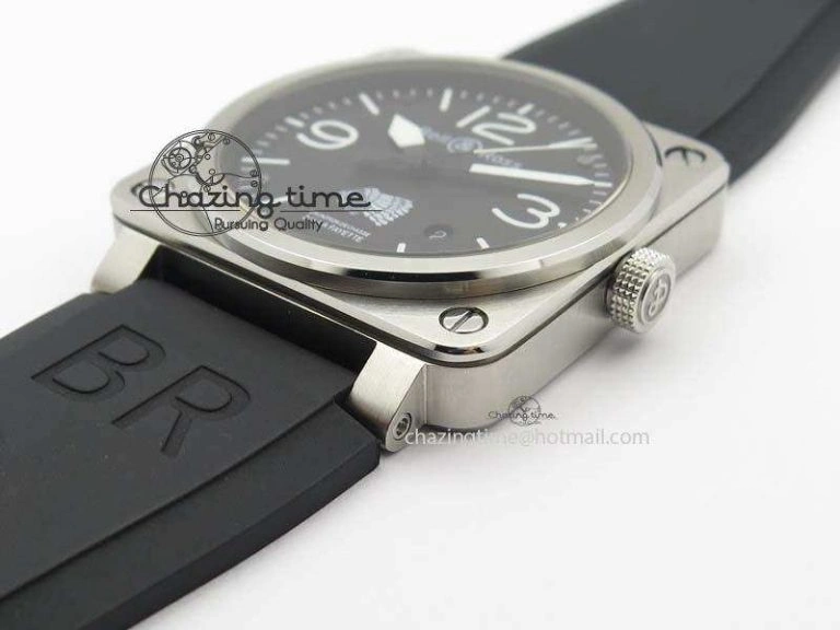 BR 03-92 SS Case V2 42.5mm Black Dial FAYETTE On Rubber Strap MIYOTA Flexible 5224
