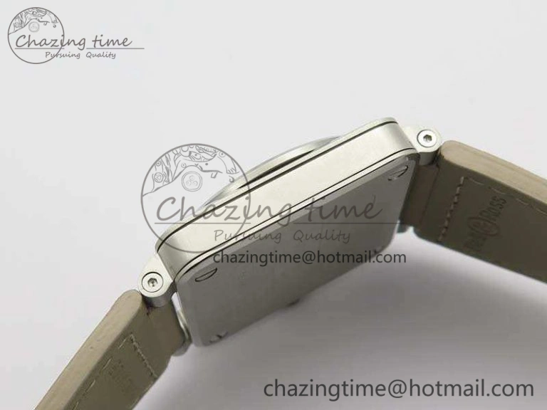 TopPick BR 03-92 SS Case V3 Cream Dial 42.5mm On Leather Strap MIYOTA 5200