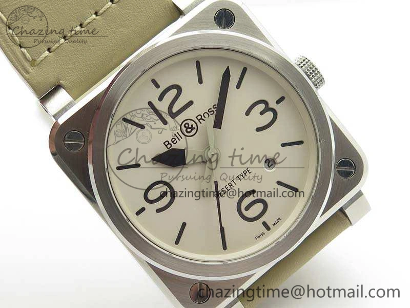 TopPick BR 03-92 SS Case V3 Cream Dial 42.5mm On Leather Strap MIYOTA 5200