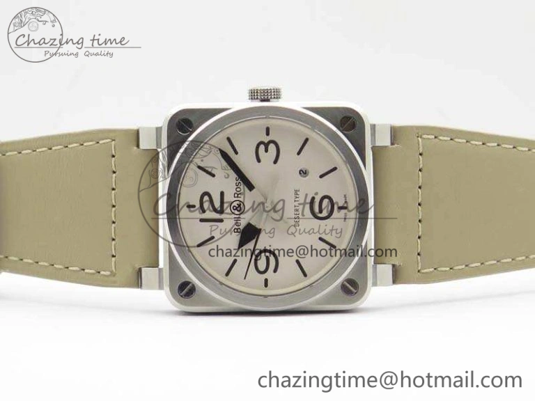 TopPick BR 03-92 SS Case V3 Cream Dial 42.5mm On Leather Strap MIYOTA 5200