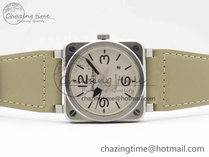 TopPick BR 03-92 SS Case V3 Cream Dial 42.5mm On Leather Strap MIYOTA 5200
