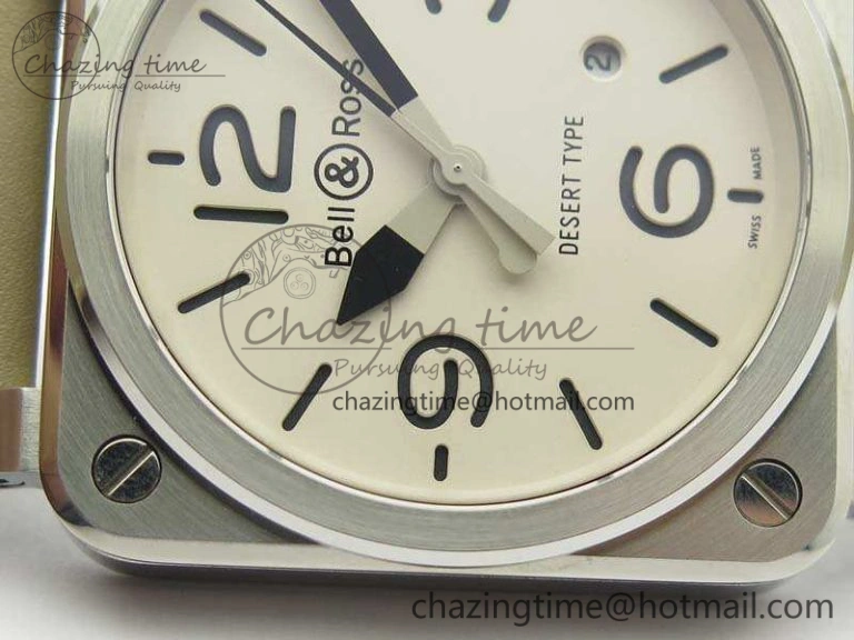 TopPick BR 03-92 SS Case V3 Cream Dial 42.5mm On Leather Strap MIYOTA 5200