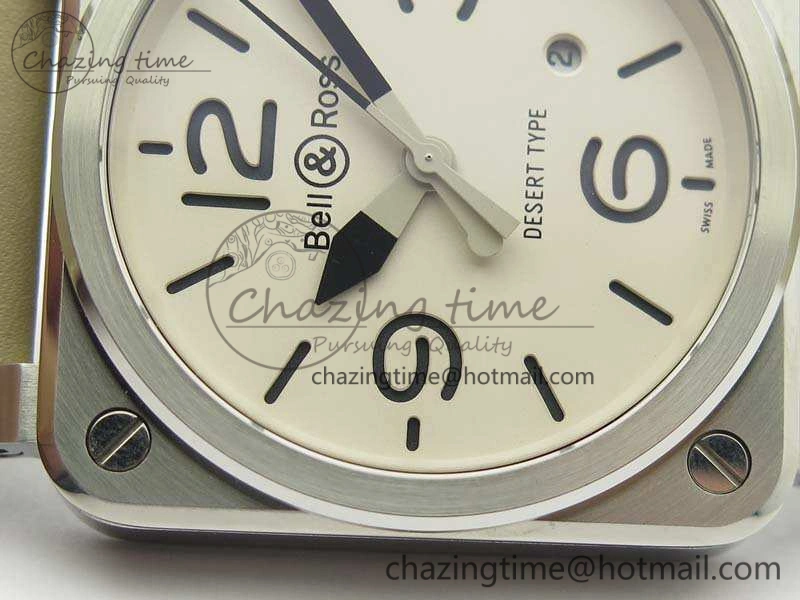 TopPick BR 03-92 SS Case V3 Cream Dial 42.5mm On Leather Strap MIYOTA 5200