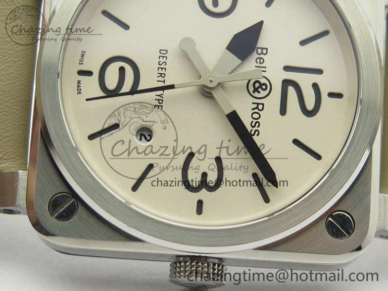 TopPick BR 03-92 SS Case V3 Cream Dial 42.5mm On Leather Strap MIYOTA 5200