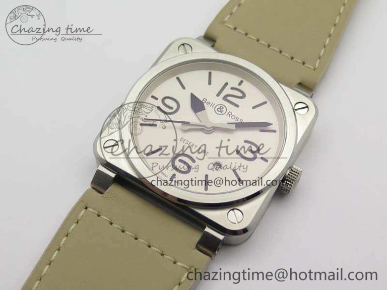 TopPick BR 03-92 SS Case V3 Cream Dial 42.5mm On Leather Strap MIYOTA 5200